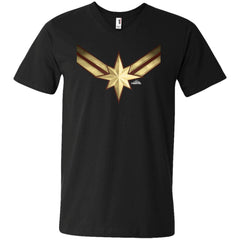 Captain Marvel Gleaming Chest Logo Men V-Neck T-Shirt Men V-Neck T-Shirt - parenttees