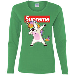 Supreme Unicorn T-shirt Dance Dabbing Unicorn Women Long Sleeve Shirt Women Long Sleeve Shirt - parenttees