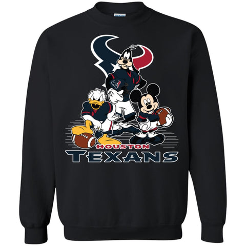 Mickey Mouse Houston Texans American Football Nfl Sports Shirt Crewneck Pullover Sweatshirt Black / S Crewneck Pullover Sweatshirt - parenttees