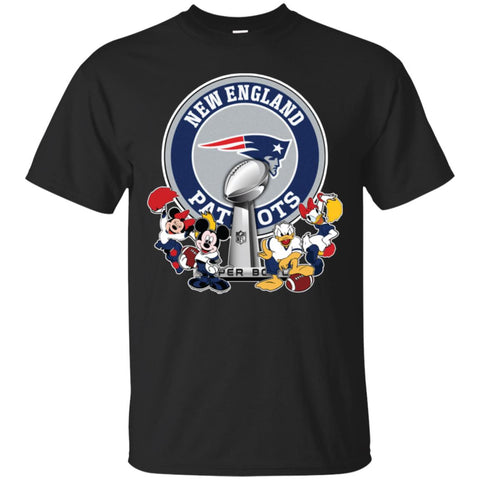 New England Patriots Super Bowl 2019 Mickey Minnie Mouse Donald Daisy Duck Football Nfl Men Cotton T-Shirt Black / S Men Cotton T-Shirt - parenttees