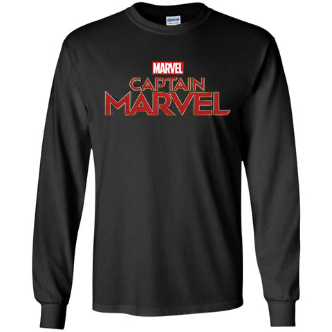 Marvel Captain Marvel Movie Logo Red Men Long Sleeve Shirt Black / S Men Long Sleeve Shirt - parenttees