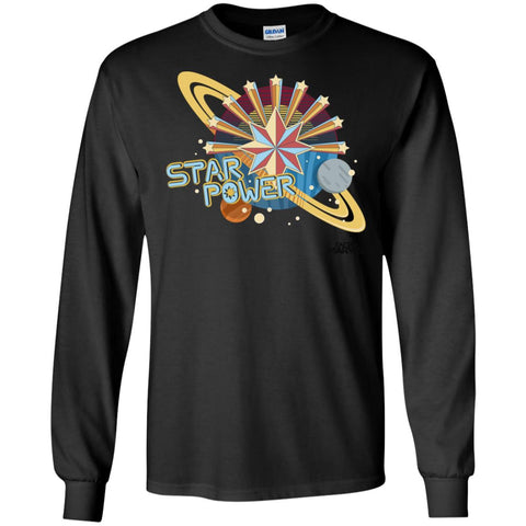 Captain Marvel Star Power Retro Style Men Long Sleeve Shirt Black / S Men Long Sleeve Shirt - parenttees