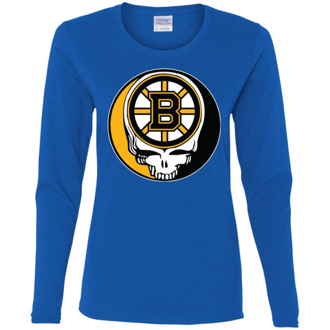 Boston Bruins Grateful Dead Steal Your Face Hockey Nhl Shirts Women Long Sleeve Shirt Royal / S Women Long Sleeve Shirt - parenttees