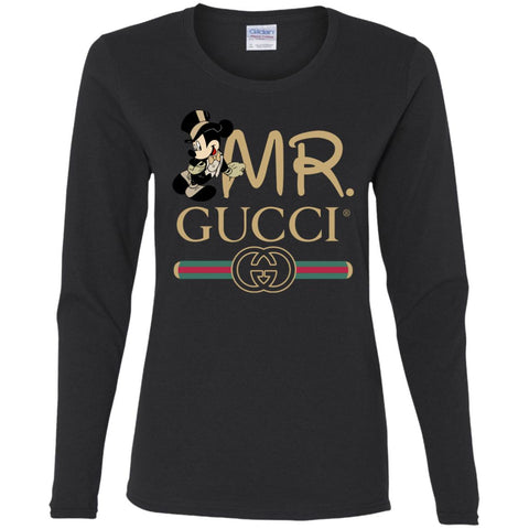 Gucci Couple Disney Mickey Valentine's Day T-shirt Women Long Sleeve Shirt Black / S Women Long Sleeve Shirt - parenttees