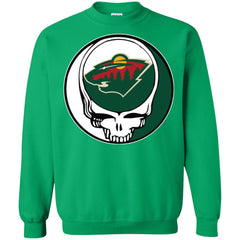Minnesota Wild Grateful Dead Steal Your Face Hockey Nhl Shirts Crewneck Pullover Sweatshirt Crewneck Pullover Sweatshirt - parenttees