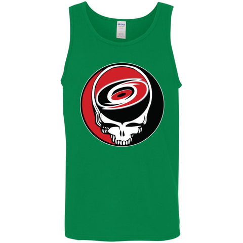 Carolina Hurricanes Grateful Dead Steal Your Face Hockey Nhl Shirts Men Cotton Tank Turf Green / X-Small Men Cotton Tank - parenttees