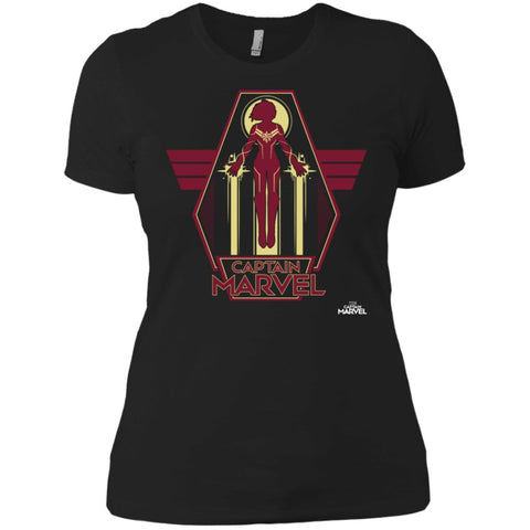 Captain Marvel Red Yellow Flight Powers Women Cotton T-Shirt Black / X-Small Women Cotton T-Shirt - parenttees