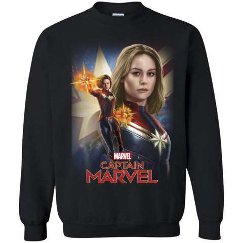 Marvel Captain Marvel Powers Portrait Crewneck Pullover Sweatshirt Black / S Crewneck Pullover Sweatshirt - parenttees