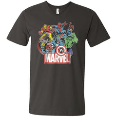 Marvel Avengers Team Retro Comic Vintage Graphic Men V-Neck T-Shirt Men V-Neck T-Shirt - parenttees