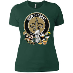 Nfl – New Orleans Saints Super Bowl 2019 Mickey Mouse Minnie Mouse Donald Duck Daisy Duck Football Women Cotton T-Shirt Women Cotton T-Shirt - parenttees