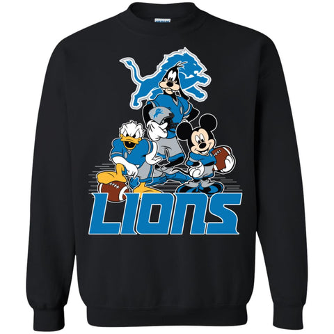 Mickey Mouse Detroit Lions American Football Nfl Sports Shirt Crewneck Pullover Sweatshirt Black / S Crewneck Pullover Sweatshirt - parenttees