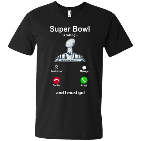 Nfl - Super Bowl Is Calling And I Must Go Los Angeles Rams 2019 Football Men V-Neck T-Shirt Black / S Men V-Neck T-Shirt - parenttees