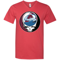 Colorado Avalanche Grateful Dead Steal Your Face Hockey Nhl Shirts Men V-Neck T-Shirt