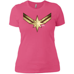 Captain Marvel Gleaming Chest Logo Women Cotton T-Shirt Women Cotton T-Shirt - parenttees