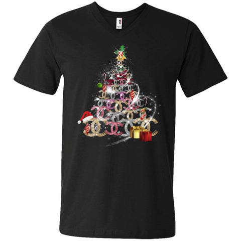 Chanel Christmas Tree T-shirt Men V-Neck T-Shirt Black / S Men V-Neck T-Shirt - parenttees