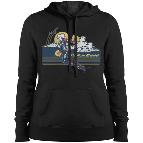 Marvel Captain Marvel Flight Clouds Vintage Women Hooded Sweatshirt Black / X-Small Women Hooded Sweatshirt - parenttees