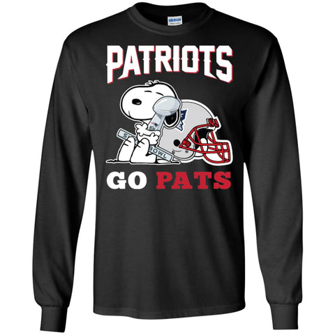 Go Pats - New England Patriots Super Bowl 2019 Snoopy Football Nfl Men Long Sleeve Shirt Black / S Men Long Sleeve Shirt - parenttees