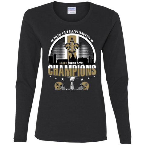 Nfl – New Orleans Saints 2019 Super Bowl Champions Football Women Long Sleeve Shirt Black / S Women Long Sleeve Shirt - parenttees