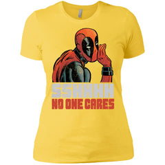 Marvel Deadpool Shhh No One Cares Whisper Women Cotton T-Shirt Women Cotton T-Shirt - parenttees