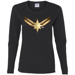 Captain Marvel Gleaming Chest Logo Women Long Sleeve Shirt