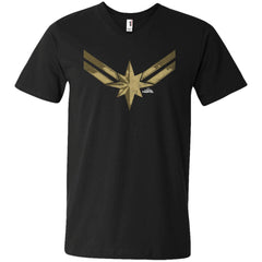 Captain Marvel Simple Gold Shadowed Logo Men V-Neck T-Shirt Men V-Neck T-Shirt - parenttees