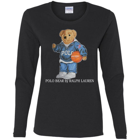 Polo Bear Ralph Lauren Women Long Sleeve Shirt Black / S Women Long Sleeve Shirt - parenttees