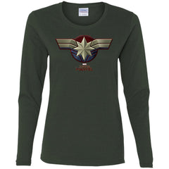 Marvel Captain Marvel Movie Chest Symbol Women Long Sleeve Shirt Women Long Sleeve Shirt - parenttees