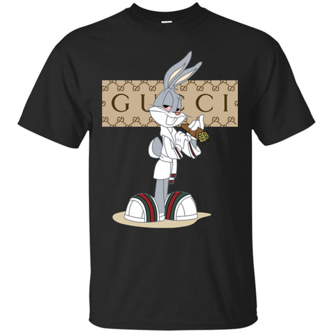 Gucci Rabbit Smoking Funny T-shirt Men Cotton T-Shirt Black / S Men Cotton T-Shirt - parenttees