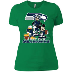 Mickey Mouse Seattle Seahawks American Football Nfl Sports Shirt Women Cotton T-Shirt Women Cotton T-Shirt - parenttees