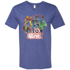Marvel Avengers Team Retro Comic Vintage Graphic Men V-Neck T-Shirt Men V-Neck T-Shirt - parenttees