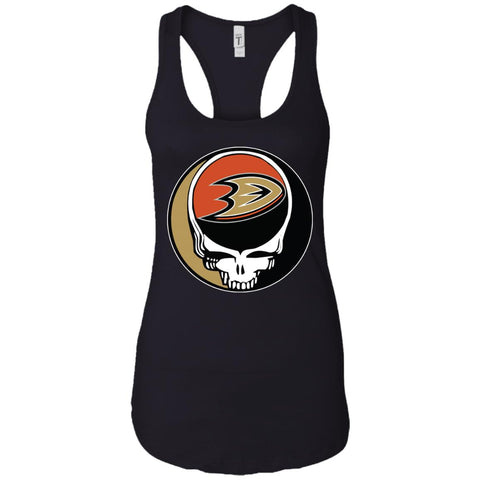 Anaheim Ducks Grateful Dead Steal Your Face Hockey Nhl Shirts Women Tank Top Black / X-Small Women Tank Top - parenttees