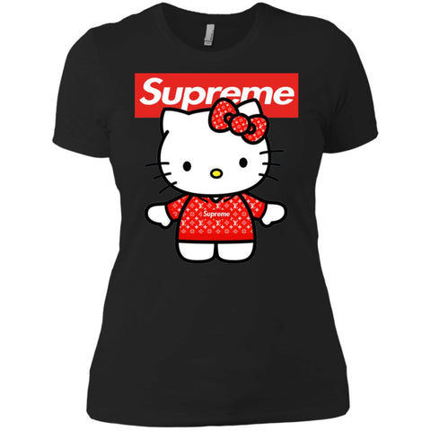 Supreme Hello Kitty Loves T-shirt Women Cotton T-Shirt Black / X-Small Women Cotton T-Shirt - parenttees