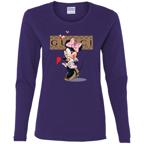 Couple Gucci Minnie Tshirt Valentine's Day Women Long Sleeve Shirt Purple / S Women Long Sleeve Shirt - parenttees