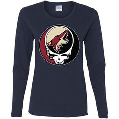 Arizona Coyotes Grateful Dead Steal Your Face Hockey Nhl Shirts Women Long Sleeve Shirt Women Long Sleeve Shirt - parenttees