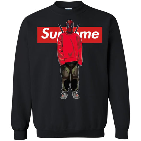 Supreme Deadpool Hiphop T-shirt Crewneck Pullover Sweatshirt Black / S Crewneck Pullover Sweatshirt - parenttees