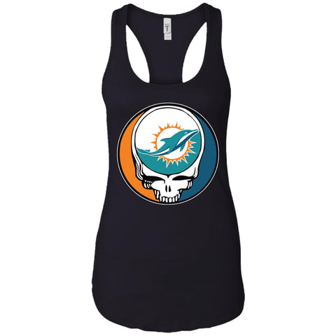 Miami Dolphins Grateful Dead Steal Your Face Football Nfl Shirts Women Tank Top Black / X-Small Women Tank Top - parenttees