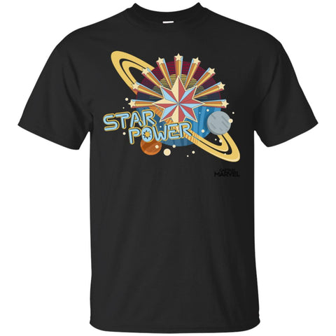 Captain Marvel Star Power Retro Style Men Cotton T-Shirt Black / S Men Cotton T-Shirt - parenttees