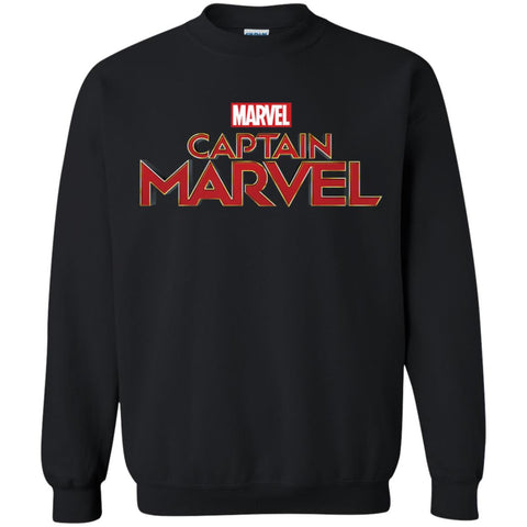 Marvel Captain Marvel Movie Logo Red Crewneck Pullover Sweatshirt Black / S Crewneck Pullover Sweatshirt - parenttees