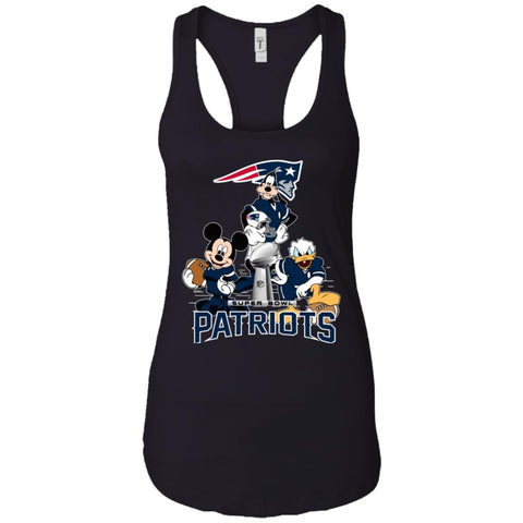 Nfl - New England Patriots Donald Duck Goofy Mickey Mouse Super Bowl 2019 Football Women Tank Top Black / X-Small Women Tank Top - parenttees