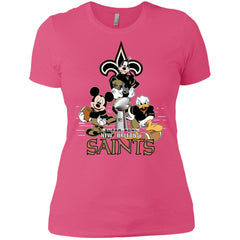 Nfl – New Orleans Saints Donald Duck Goofy Mickey Mouse Super Bowl 2019 Football Women Cotton T-Shirt Women Cotton T-Shirt - parenttees