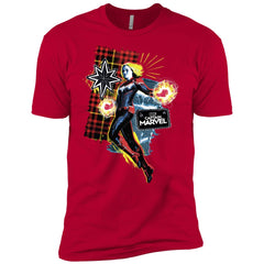 Captain Marvel Plaid Jean Patched Portrait Men Short Sleeve T-Shirt Men Short Sleeve T-Shirt - parenttees