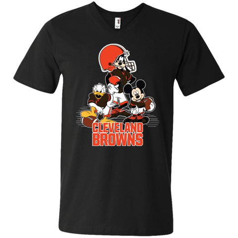 Mickey Mouse Cleveland Browns American Football Nfl Sports Shirt Men V-Neck T-Shirt Black / S Men V-Neck T-Shirt - parenttees