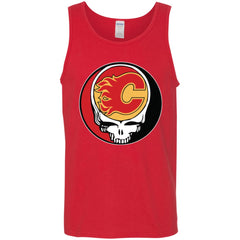 Calgary Flames Grateful Dead Steal Your Face Hockey Nhl Shirts Men Cotton Tank Men Cotton Tank - parenttees