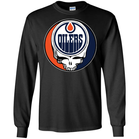 Edmonton Oilers Grateful Dead Steal Your Face Hockey Nhl Shirts Men Long Sleeve Shirt Black / S Men Long Sleeve Shirt - parenttees