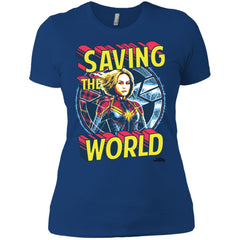 Captain Marvel Saving The World Portrait Women Cotton T-Shirt Women Cotton T-Shirt - parenttees