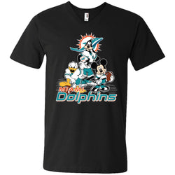 Mickey Mouse Miami Dolphins American Football Nfl Sports Shirt Men V-Neck T-Shirt