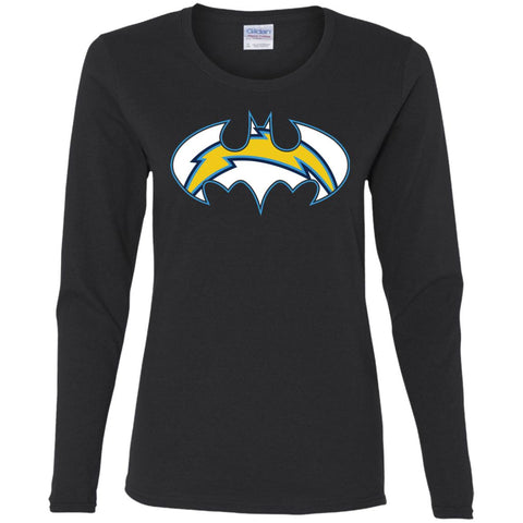 We Are The Los Angeles Chargers Batman Nfl Mashup Women Long Sleeve Shirt Black / S Women Long Sleeve Shirt - parenttees