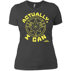 Captain Marvel Actually I Can Yellow Logo Women Cotton T-Shirt Women Cotton T-Shirt - parenttees