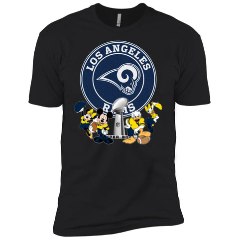 Nfl – Los Angeles Rams Super Bowl 2019 Mickey Mouse Minnie Mouse Donald Duck Daisy Duck Football Men Short Sleeve T-Shirt Black / X-Small Men Short Sleeve T-Shirt - parenttees