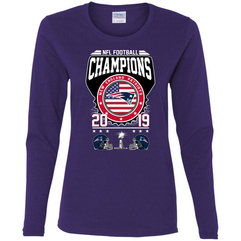 Nfl – Football Champions New England Patriots Super Bowl 2019 Women Long Sleeve Shirt Purple / S Women Long Sleeve Shirt - parenttees